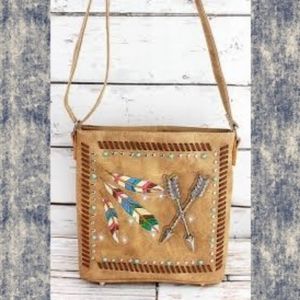 Boho embroidered Country Cow Girl Chic South Western vegan Faux Leather Bag